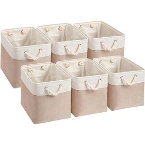 Canvas Storage Boxes, 9.8 Inch Cube Storage Bins Set of 6, 10 Inch cabinets